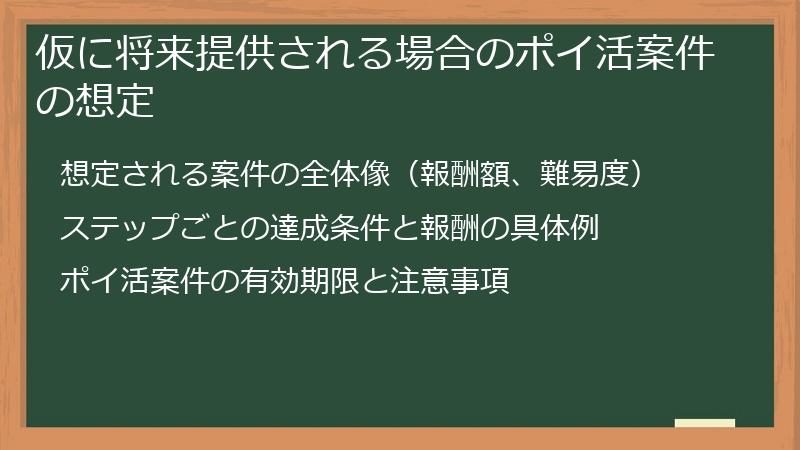 仮に将来提供される場合のポイ活案件の想定