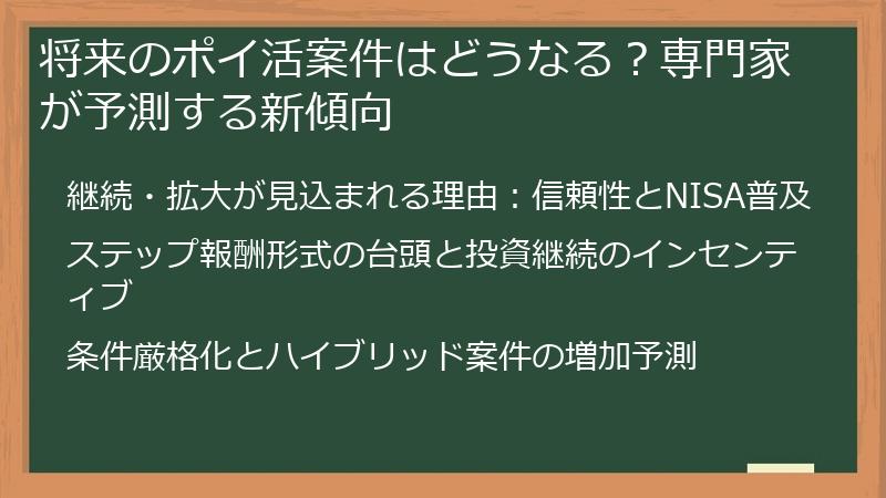 将来のポイ活案件はどうなる？専門家が予測する新傾向